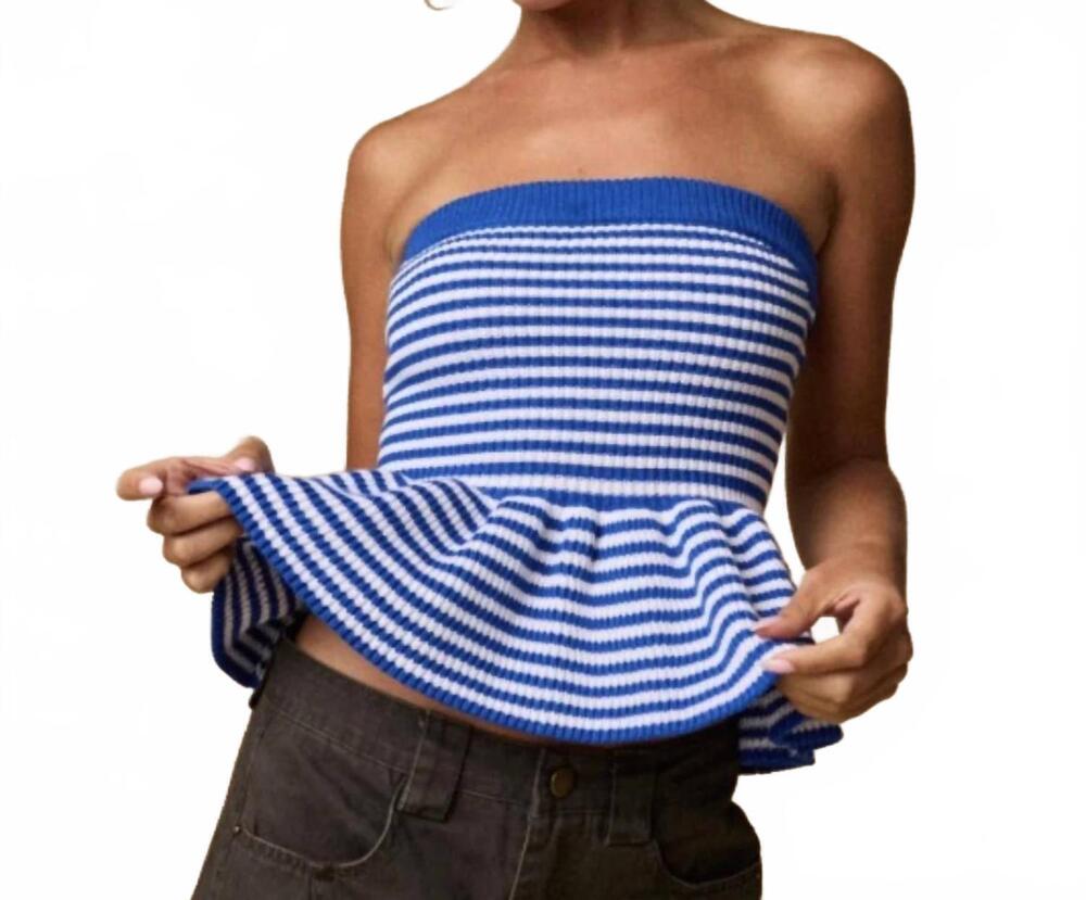 NEW PAPERMOON poppy tube top in blue stripe